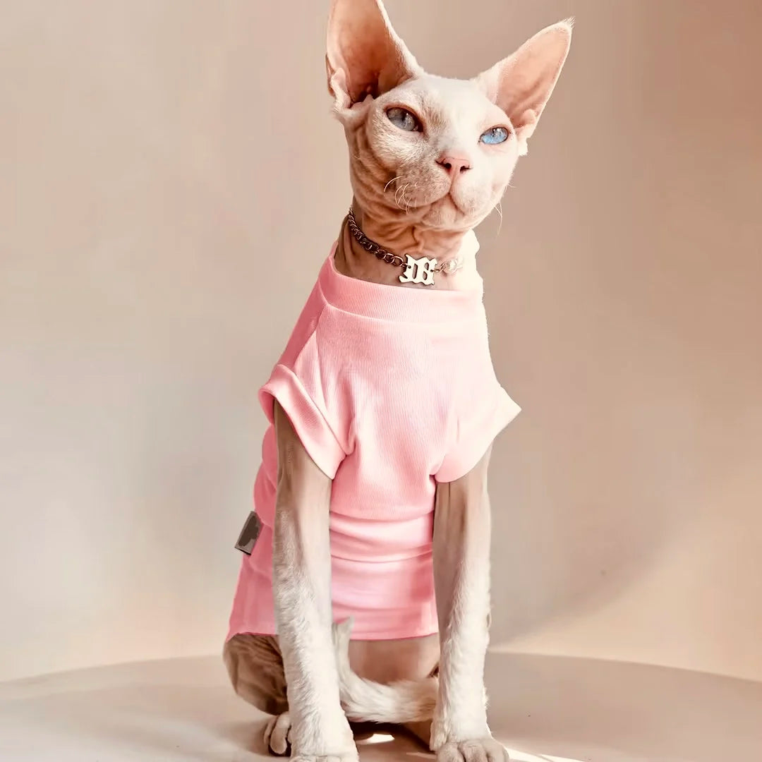Hairless Cat Clothes Breathable Cotton Summer Beautiful Thin Cat Vest for Sphynx,Devon Rex ,Cornish, Small Cats and Dogs