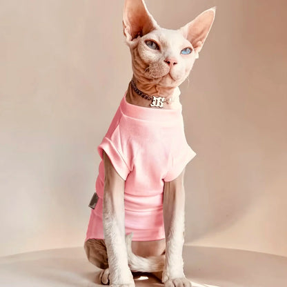 Hairless Cat Clothes Breathable Cotton Summer Beautiful Thin Cat Vest for Sphynx,Devon Rex ,Cornish, Small Cats and Dogs