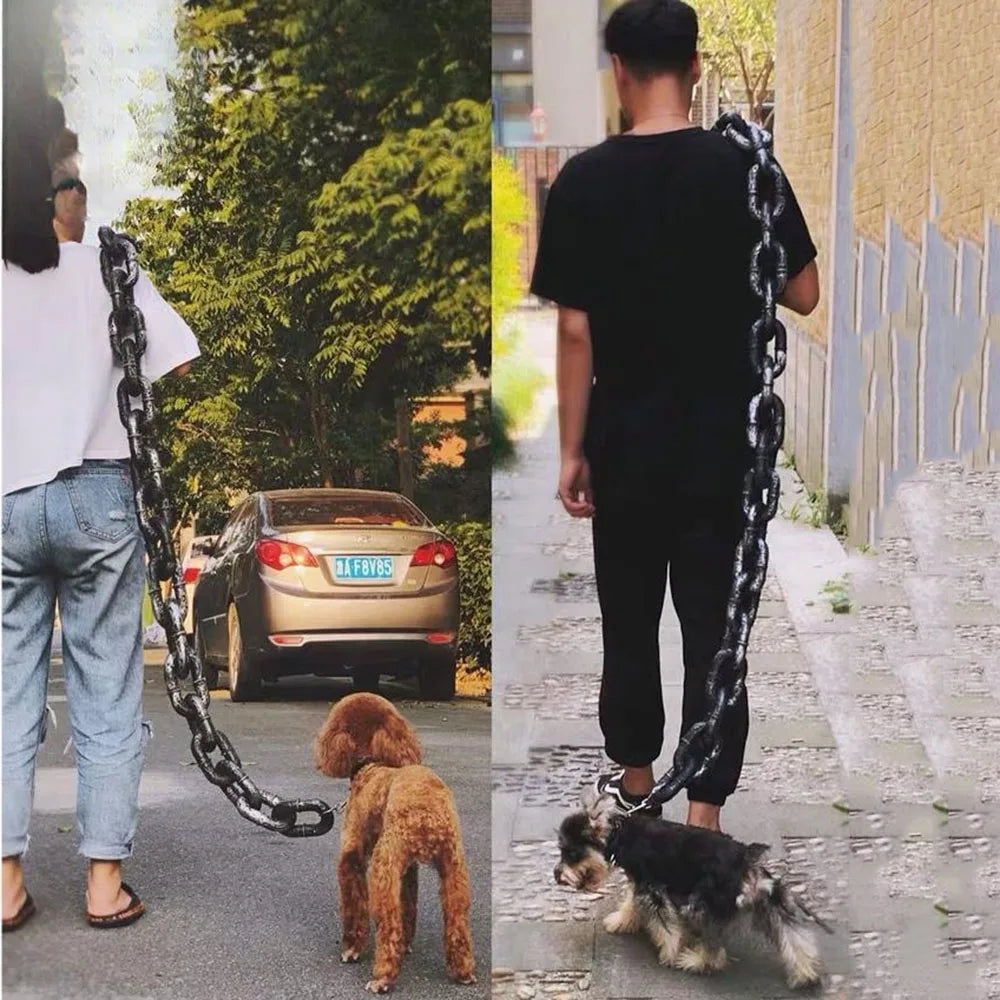 Huge Plastic Simulation Iron Chain for Dogs Thick Plastic Dog Leashes Fun Puppy Traction Rope Big Iron Chain Pet Dog Accessories