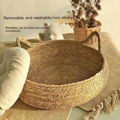 Pure hand-woven rattan cat nest four seasons universal warm pad removable washable winter pet supplies