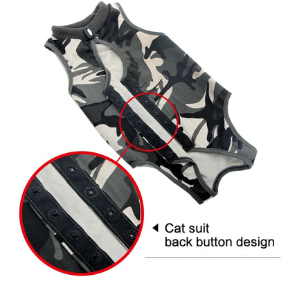 Pet Cat Weaning Cotton Clothes Surgical Post Surgery Onesie Clothes Licking Protective Cat Recovery Suit for Male and Female