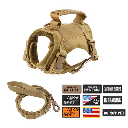 Tactical Cat Harness Leash with 9 Patches Small Dog Puppy Vest Straps with Handle Harnesses Training Adjustable Pet Accessories