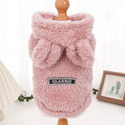 High Quality Autumn Winter Pet Puppy Cat Clothes Plush Rabbit Ears Coat Soft Warm Pet Supplies