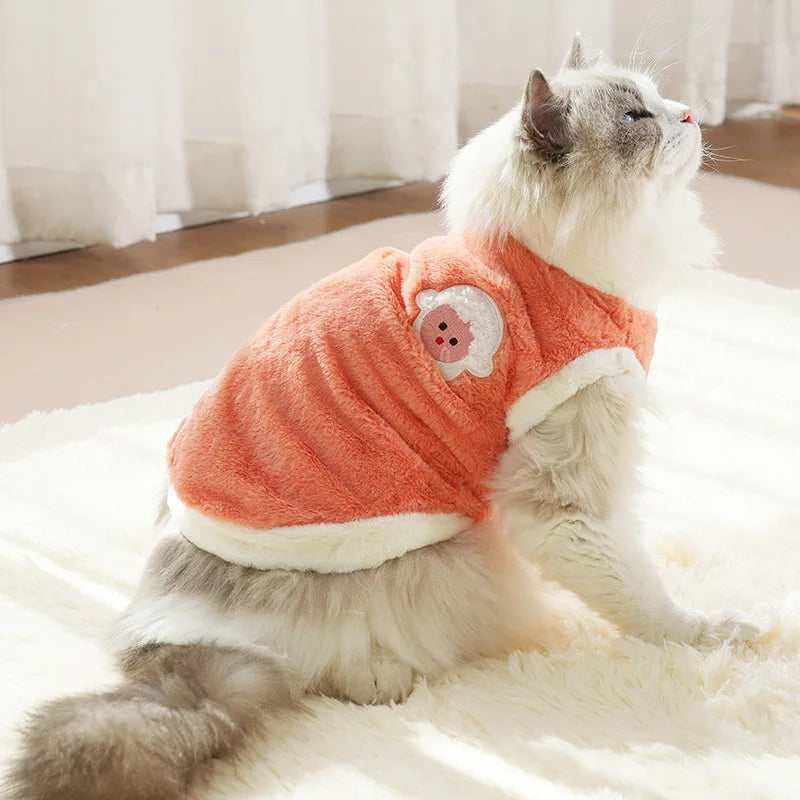 Cute Autumn and Winter Cat Clothing for Dogs and Dogs Warm and Thick Vest To Prevent Hair Loss Pet Clothing for Small Dogs