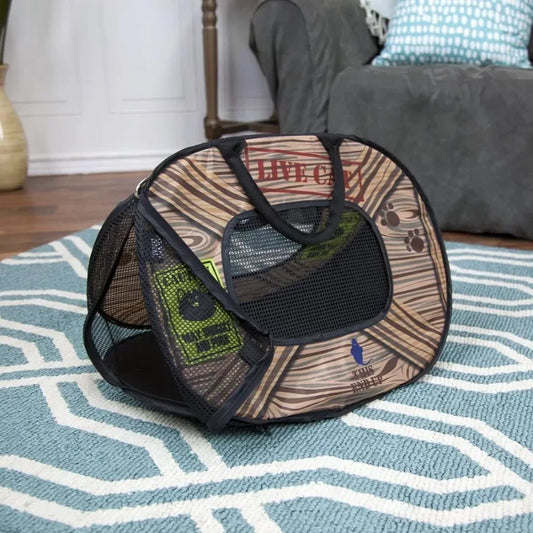 Pop-Up Cat Cage Tent, Portable Instant Setup for Travel, Vet & Playtime with Fun Patterns for Indoor/Outdoor Cats