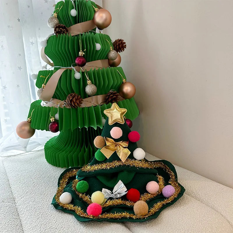 2023 New Christmas Pet Clothes Christmas Tree Pet Cape Shawl Dog Transformed Into Holiday Gifts Ropa Para Perro Puppy Clothes
