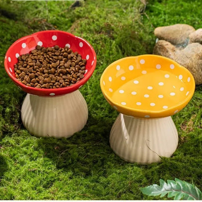 Mushroom Bowl Pet Cat Feeding Bowl Resin Home Decoration Outdoor Statues Crafts Ornaments Cat Water Feeding Neck Protection Bowl