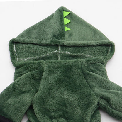 Pet Cat Dog Halloween Dog Clothes for Small Dogs Funny Dinosaur Cosplay Costume Winter Warm Cat Coat Fleece Hoodies Sweater