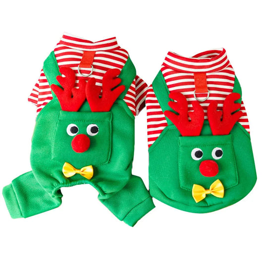Dog Christmas Clothes Winter Warm Pet Clothes For Small Medium Dogs Elk Santa Claus Dog Cats Coat Hoodies Christmas Dogs Costume